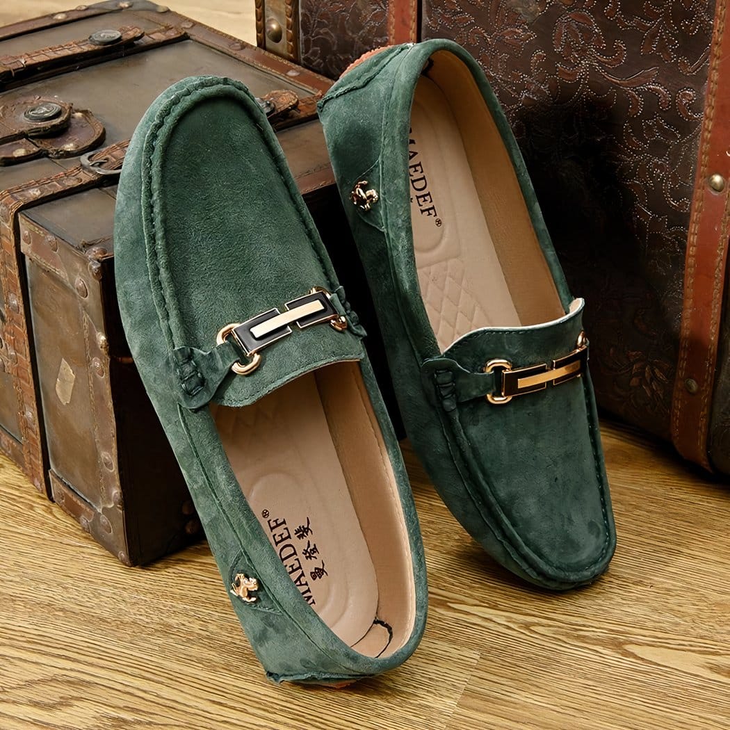 Luxury suede buckle loafers for men