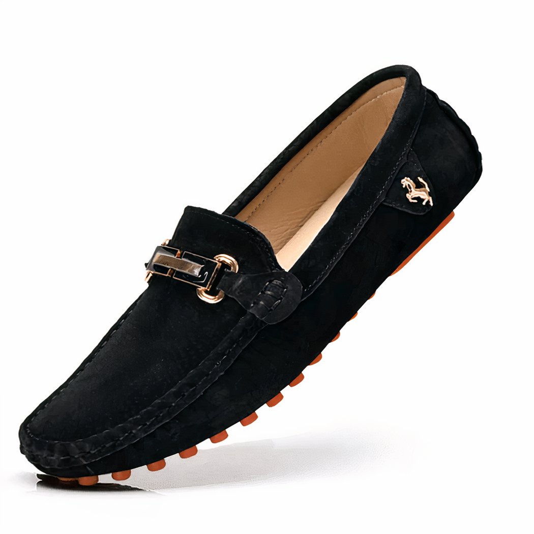 Luxury suede buckle loafers for men