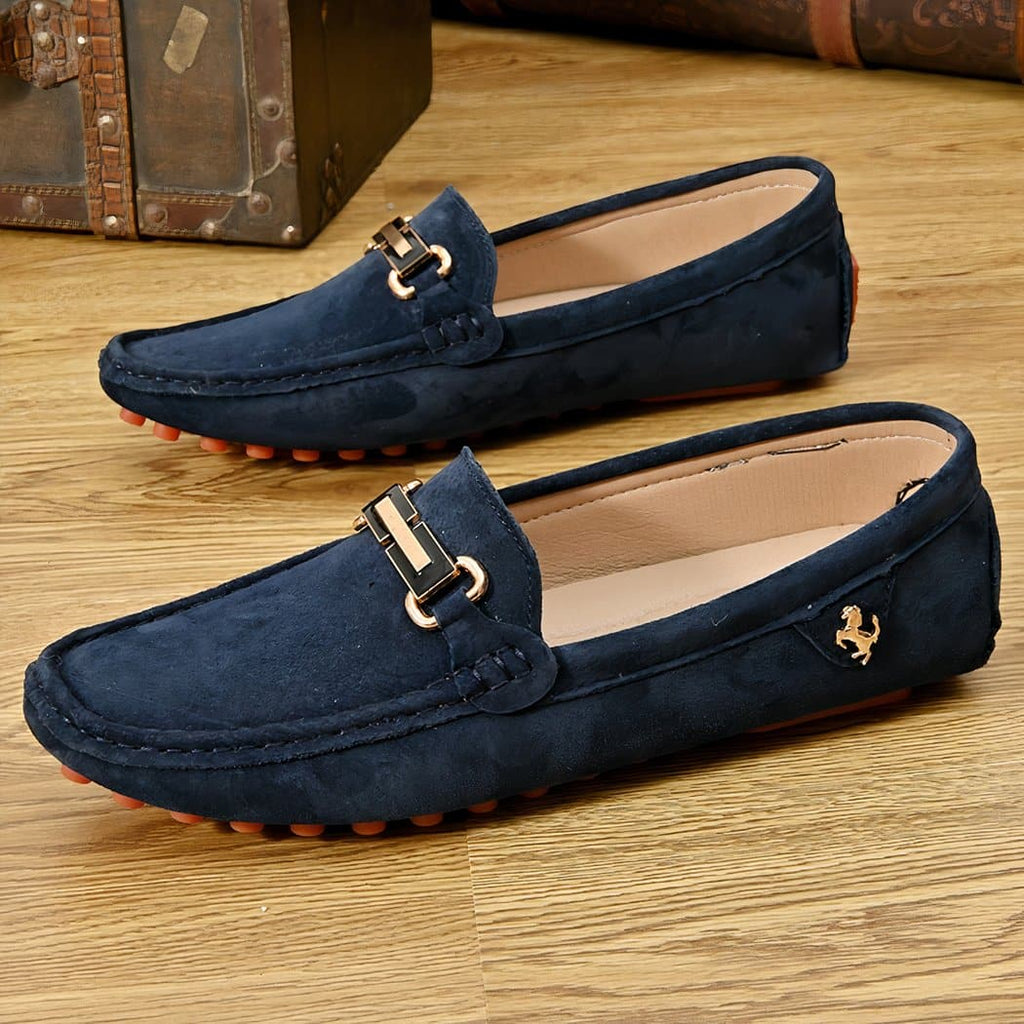 Luxury suede buckle loafers for men