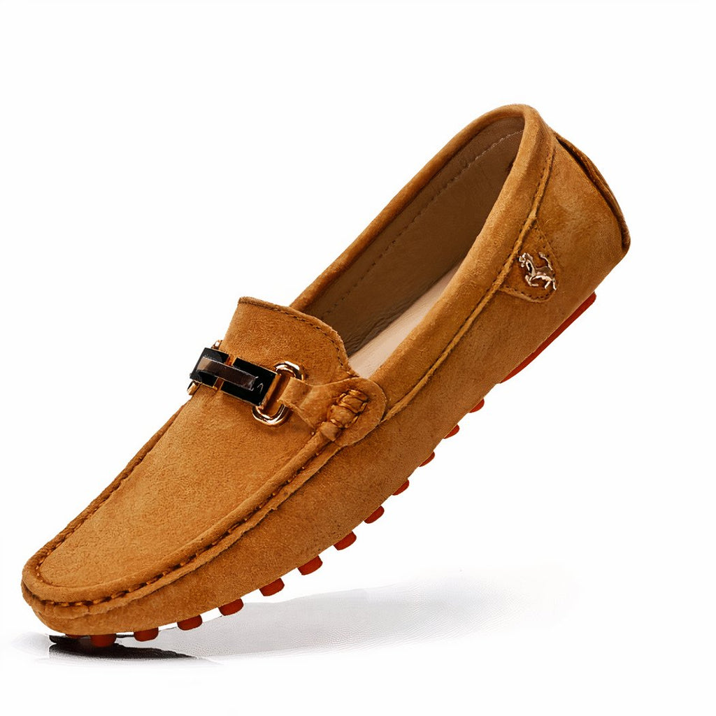 Luxury suede buckle loafers for men
