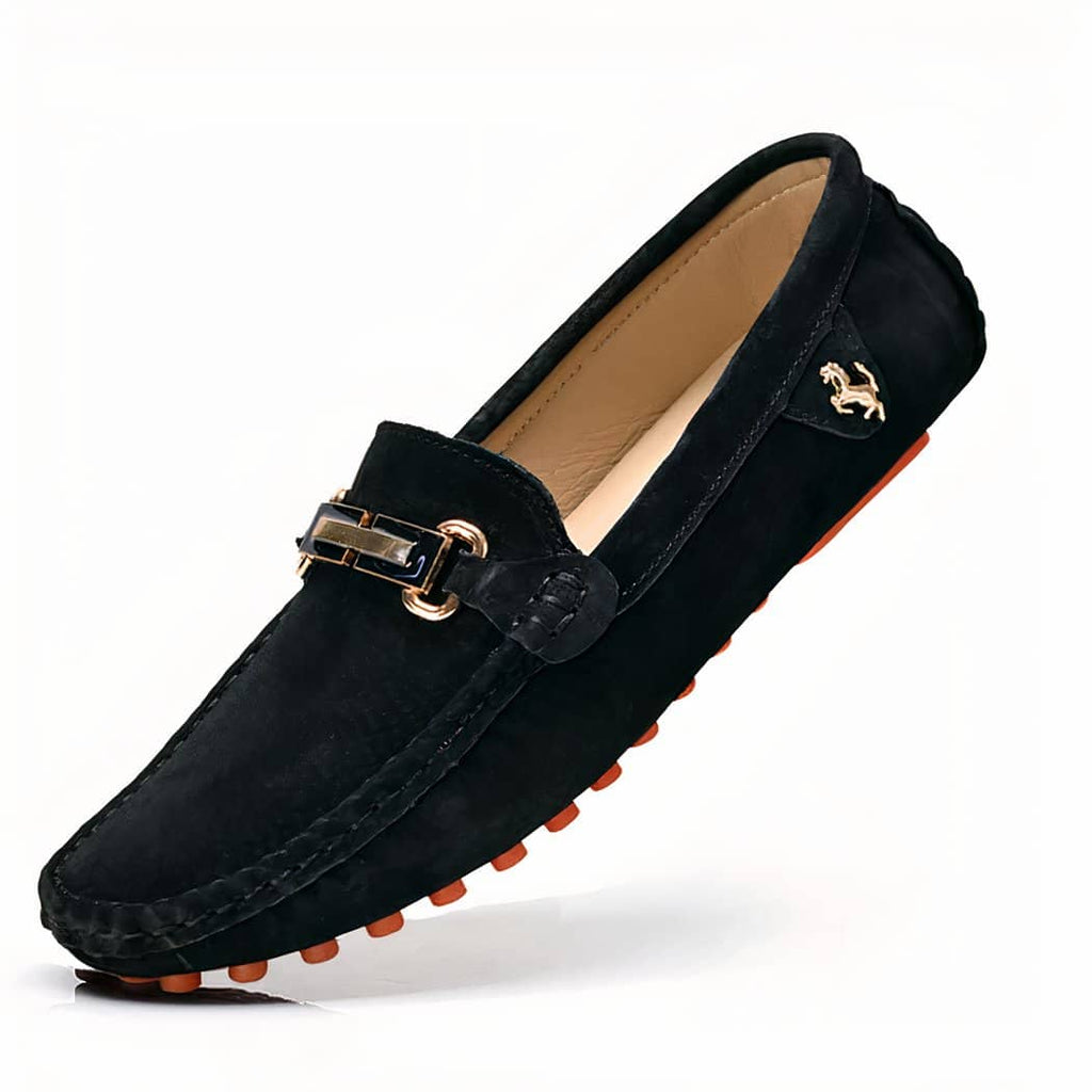 Luxury suede buckle loafers for men