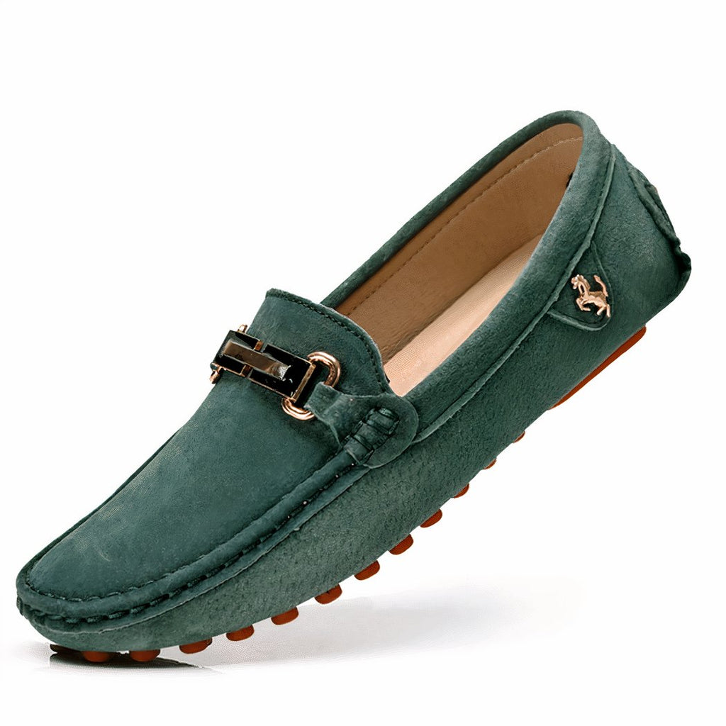 Luxury suede buckle loafers for men