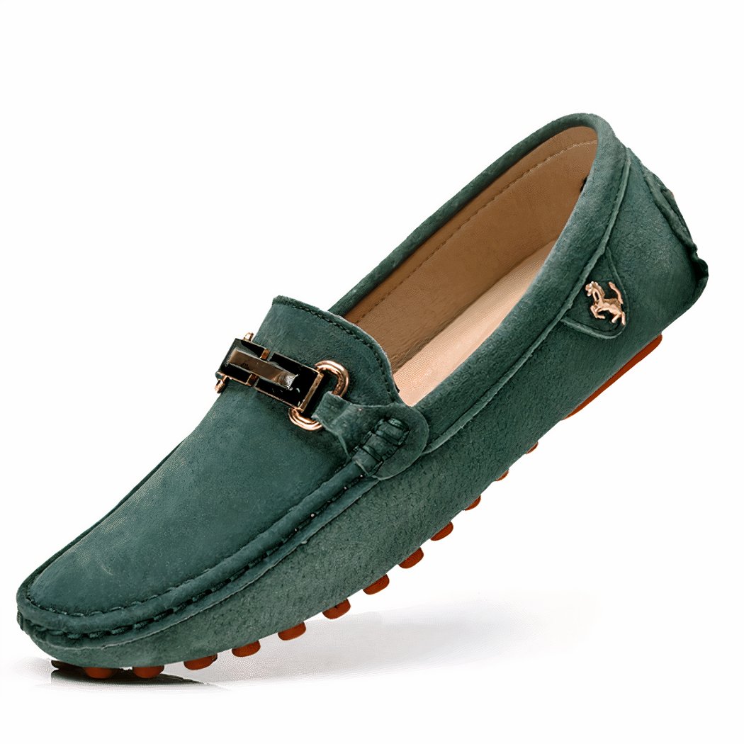 Luxury suede buckle loafers for men