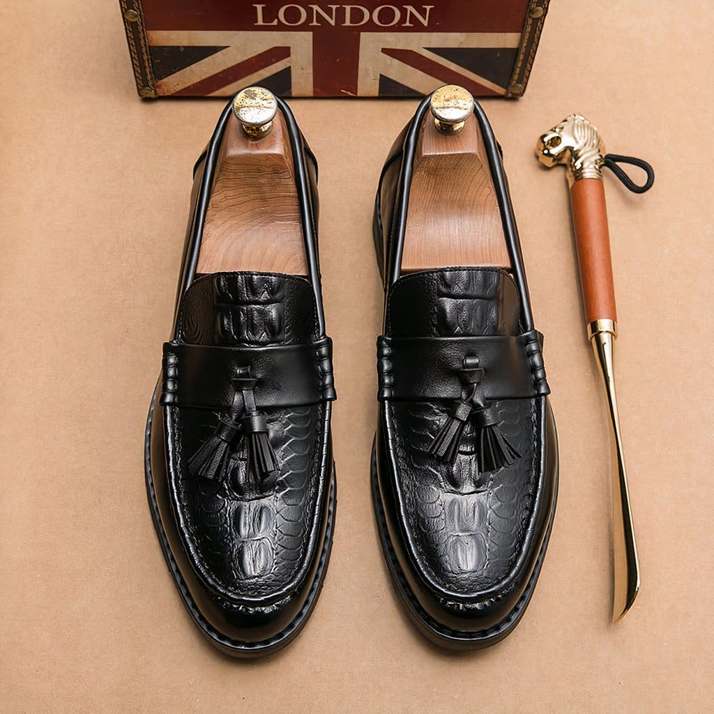 Men's breathable leather tassel loafers