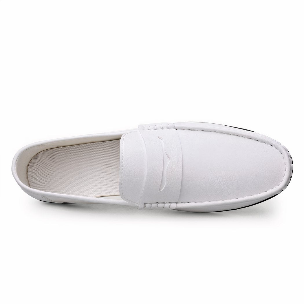 Men's casual loafers in white synthetic leather effect
