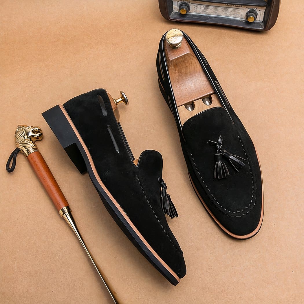 Men's casual suede tassel loafers