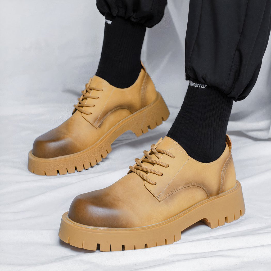 Men's casual synthetic leather platform loafers