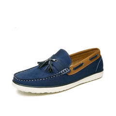 Men's synthetic suede boat loafers, Blue