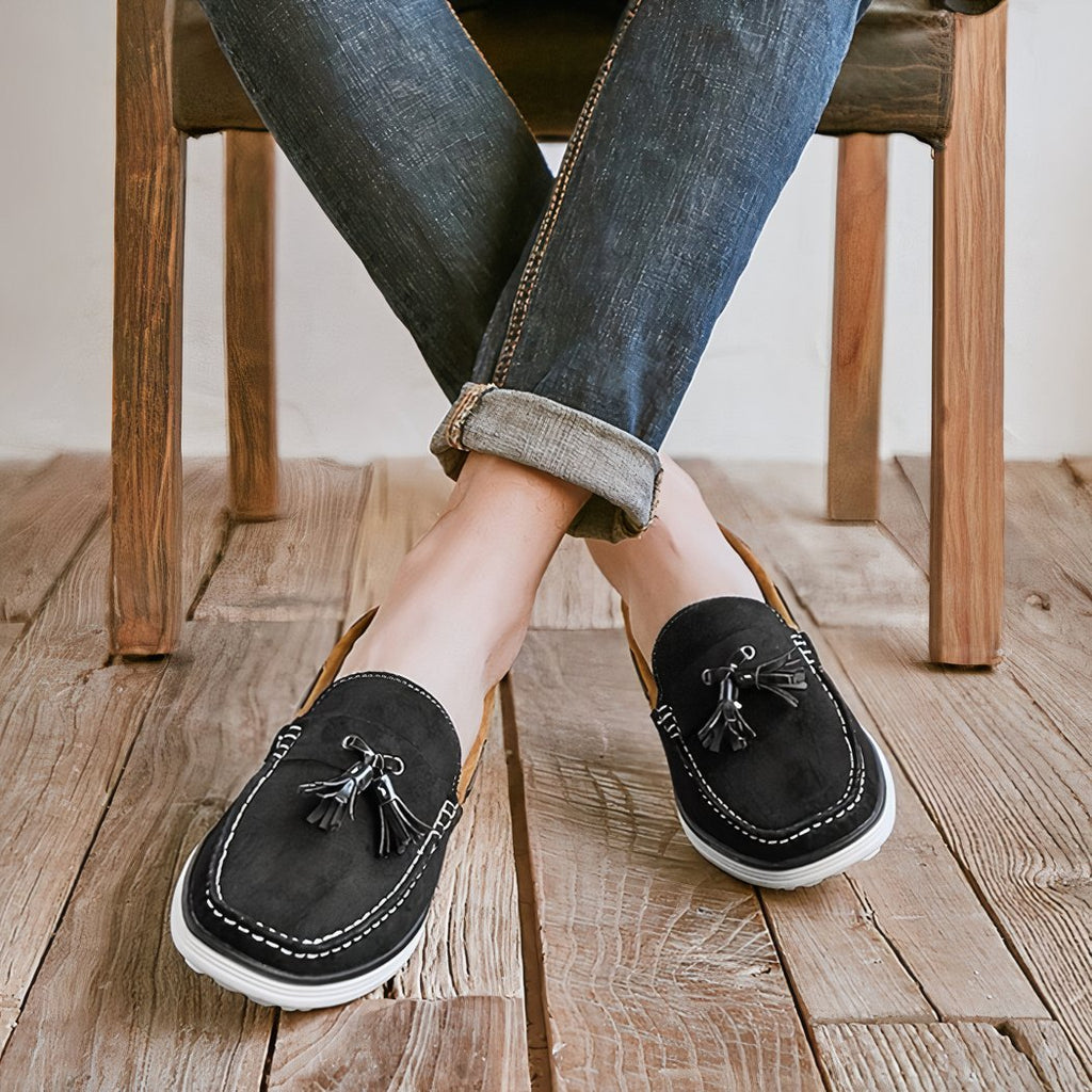 Men's synthetic suede boat loafers
