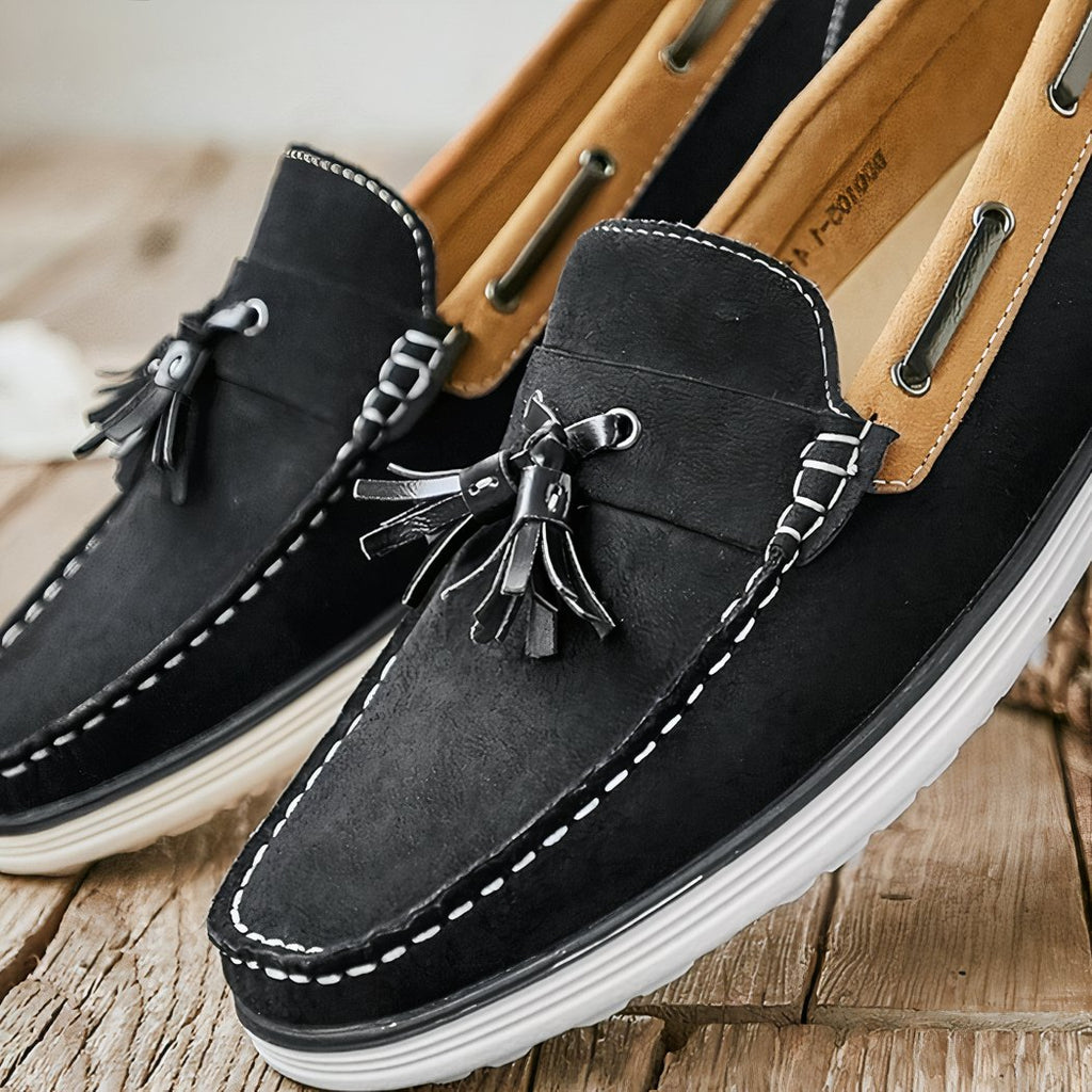 Men's synthetic suede boat loafers