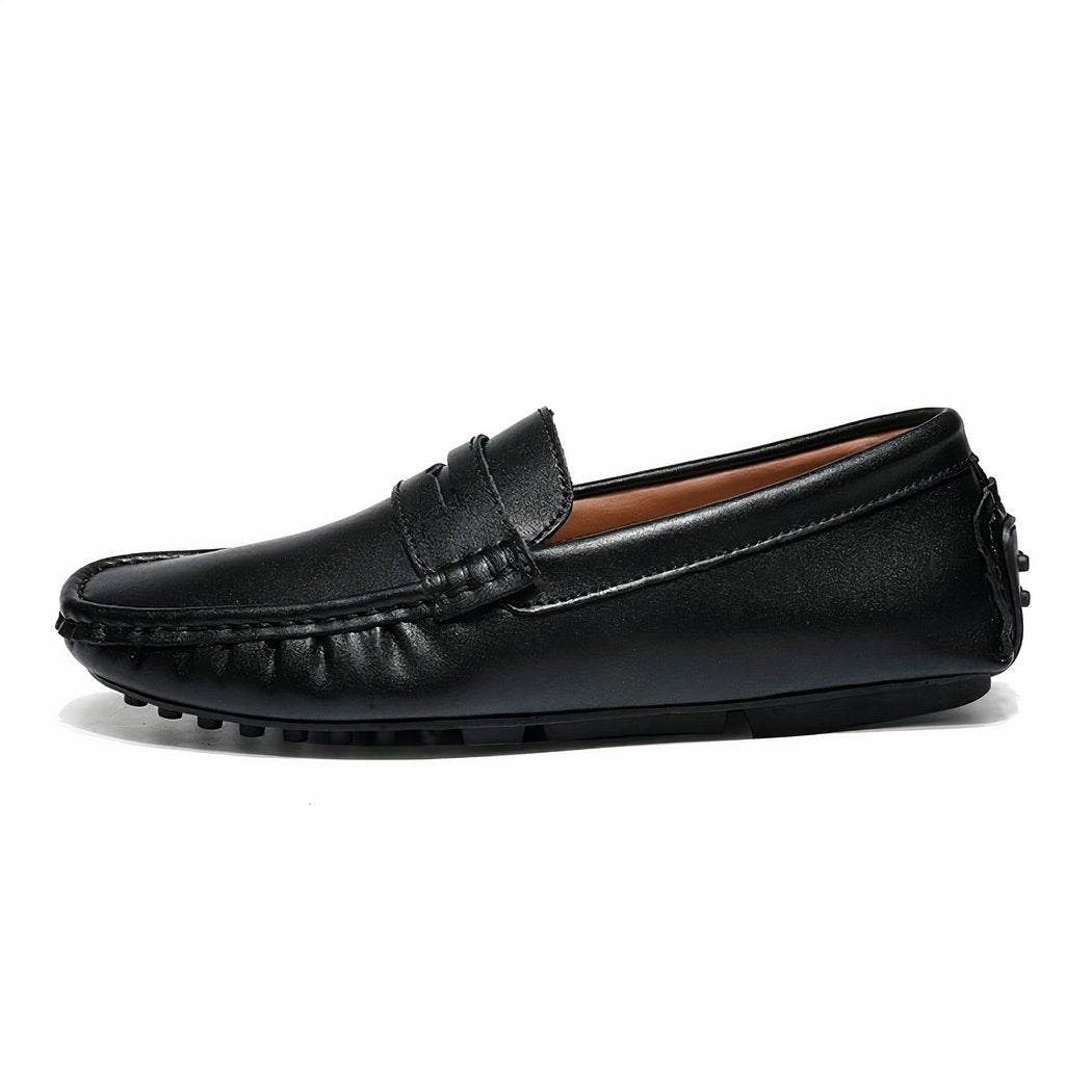 black leather loafer