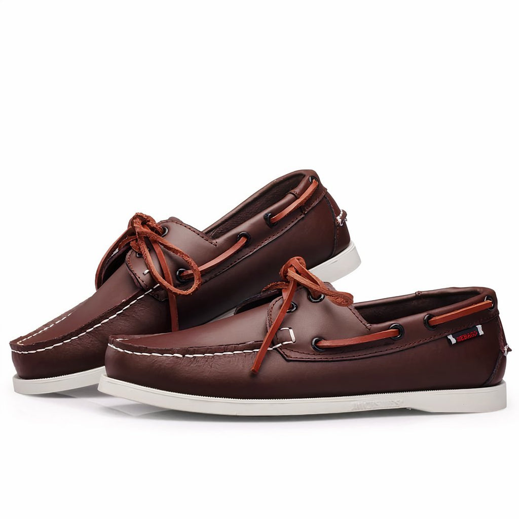 Men's synthetic leather lace-up boat loafers