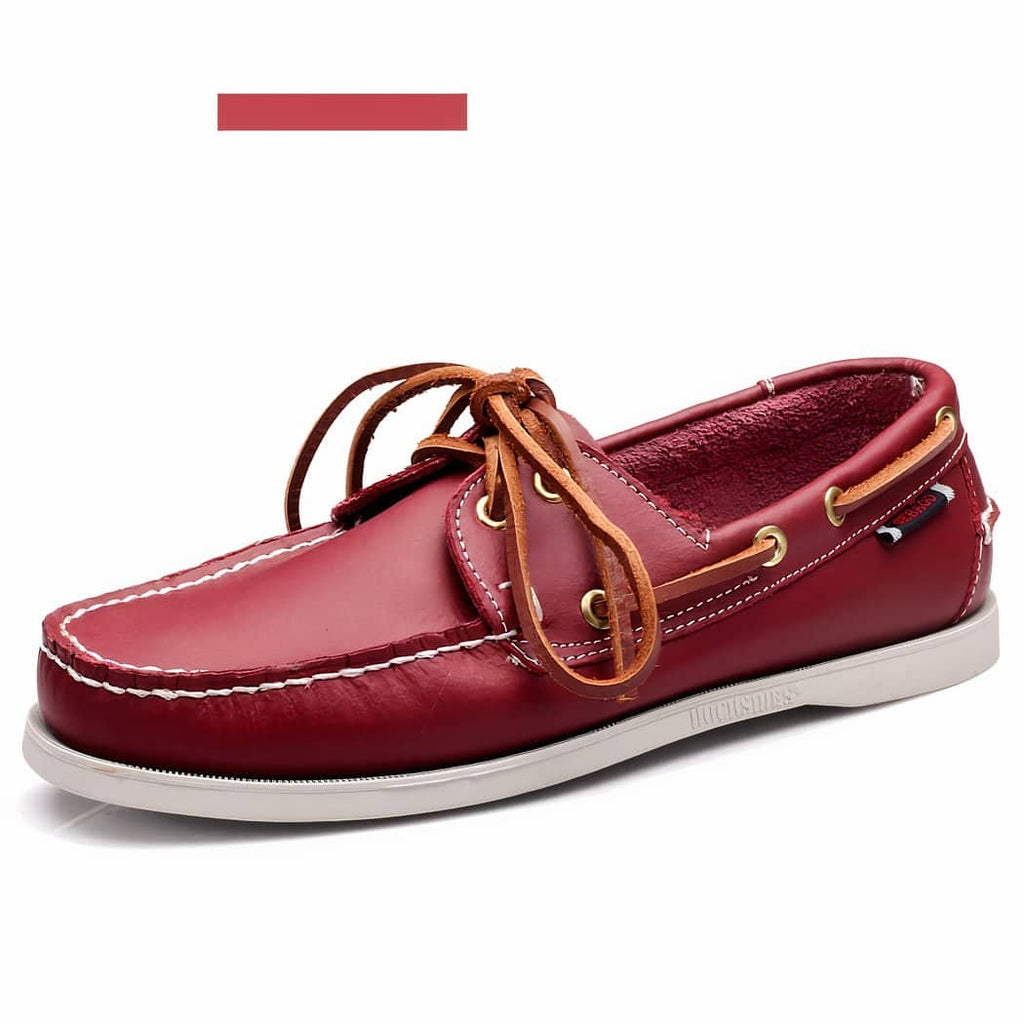Men's synthetic leather lace-up boat loafers
