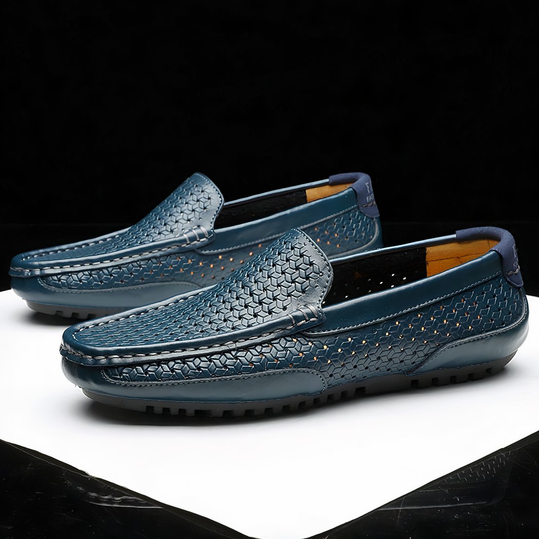blue leather loafer