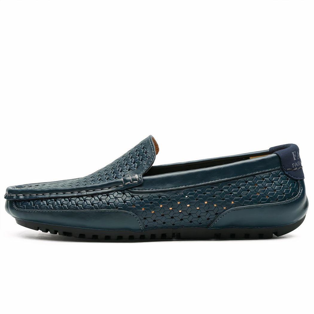 blue leather loafer