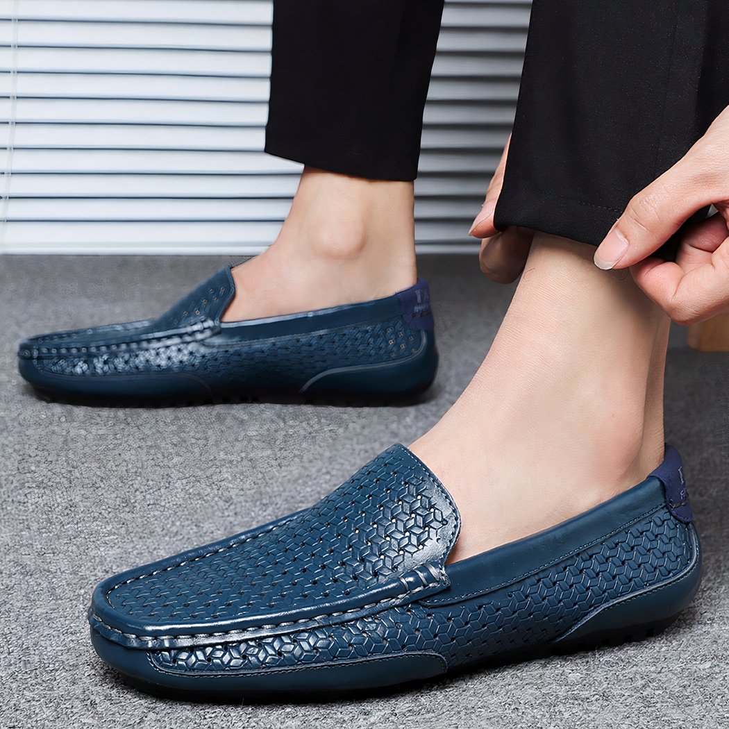 blue leather loafer