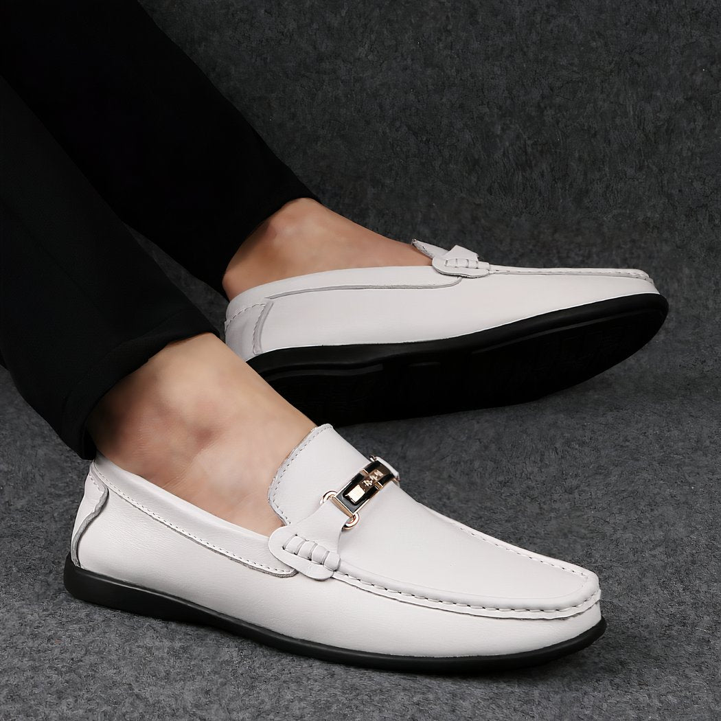 Men's white leather-effect loafers