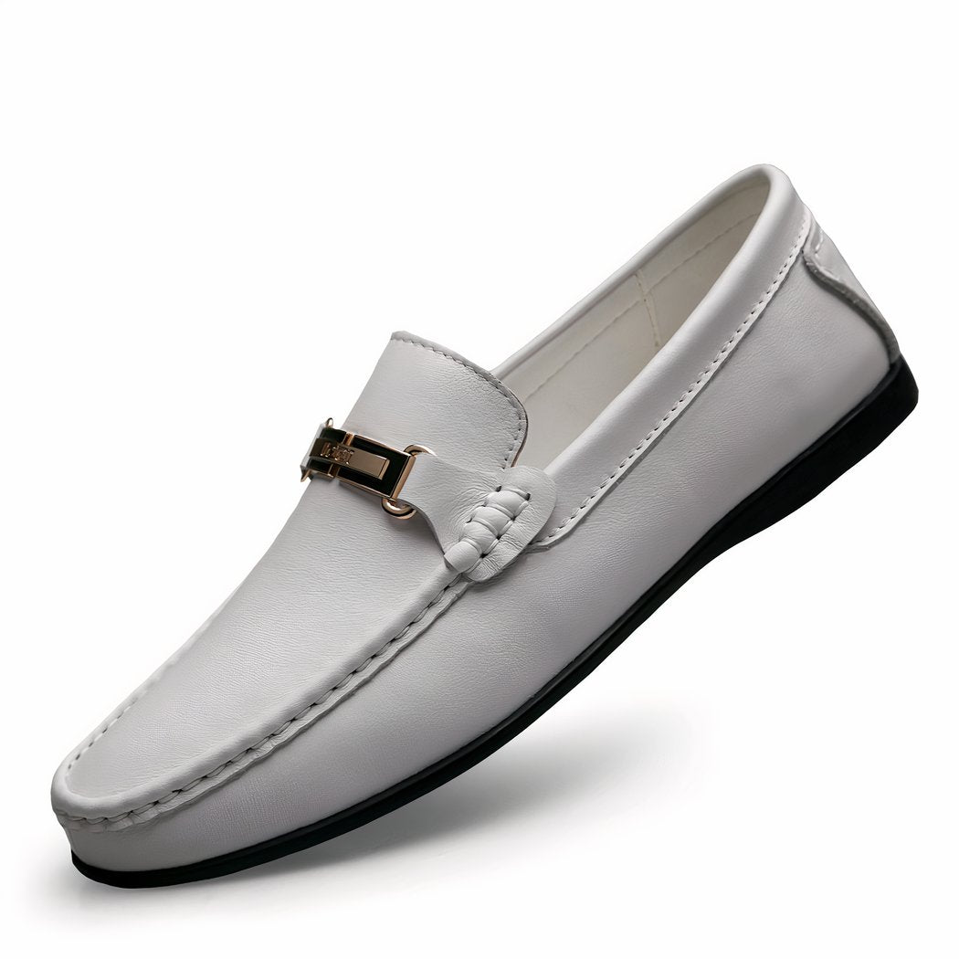 Men's white leather-effect loafers