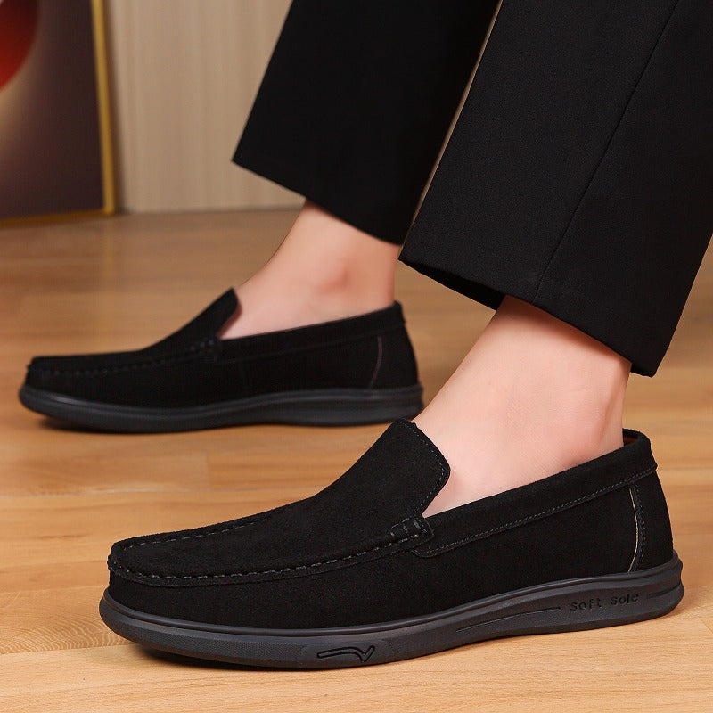 Men's flexible lugged-sole slip-on loafer, camel three-quarter view