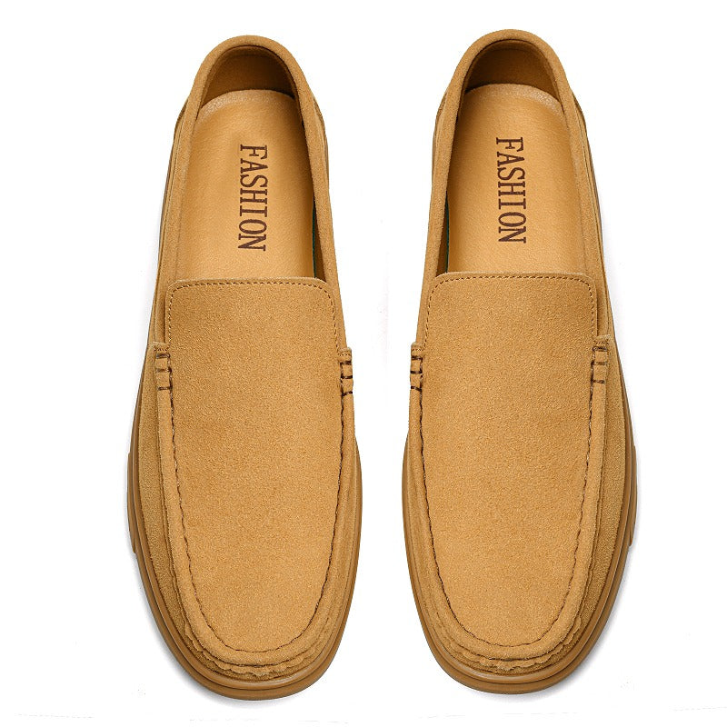 Men's flexible lugged-sole slip-on loafer, black heel detail