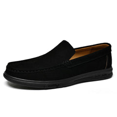 Men's Black Slip-On Loafer with Flexible Lugged Sole, Black