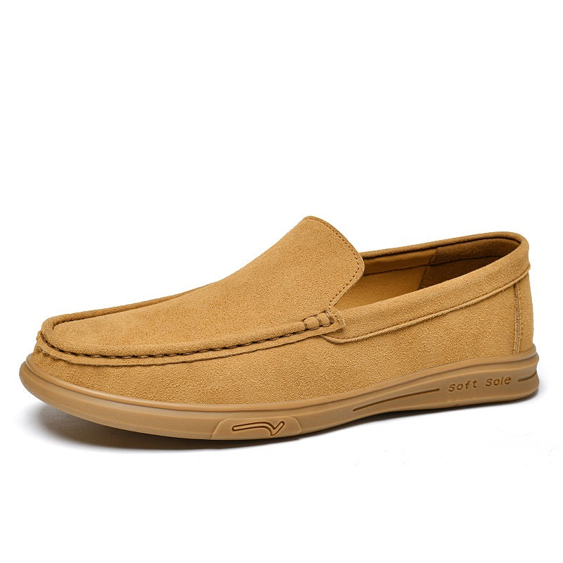 Men's flexible lugged-sole slip-on loafer, camel worn on foot