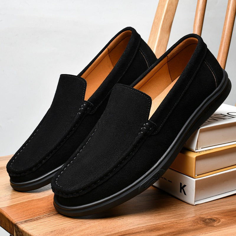 Men's flexible lugged-sole slip-on loafer, black inner view