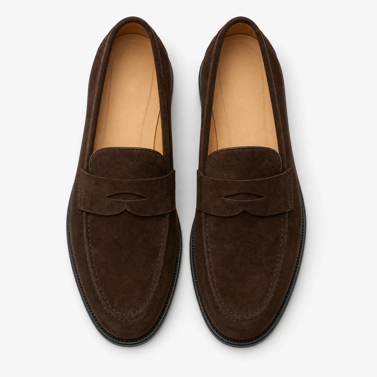 Men's suede-finish penny loafer in Camel Image