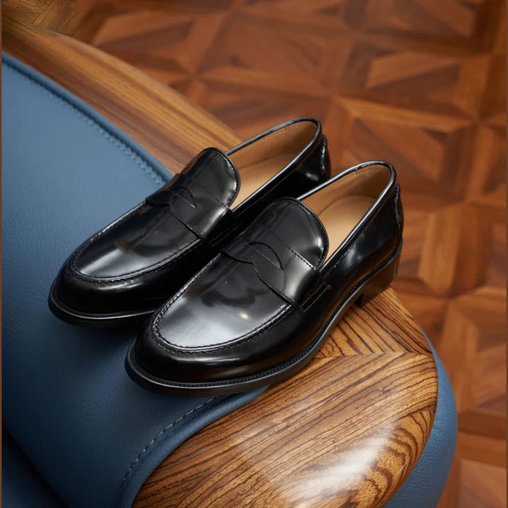 Men's suede-finish penny loafer in Black