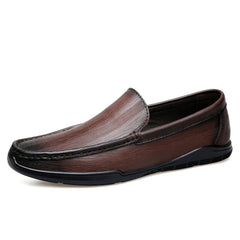 Men's Classic Smooth Leather Slip-On Loafers, Brown