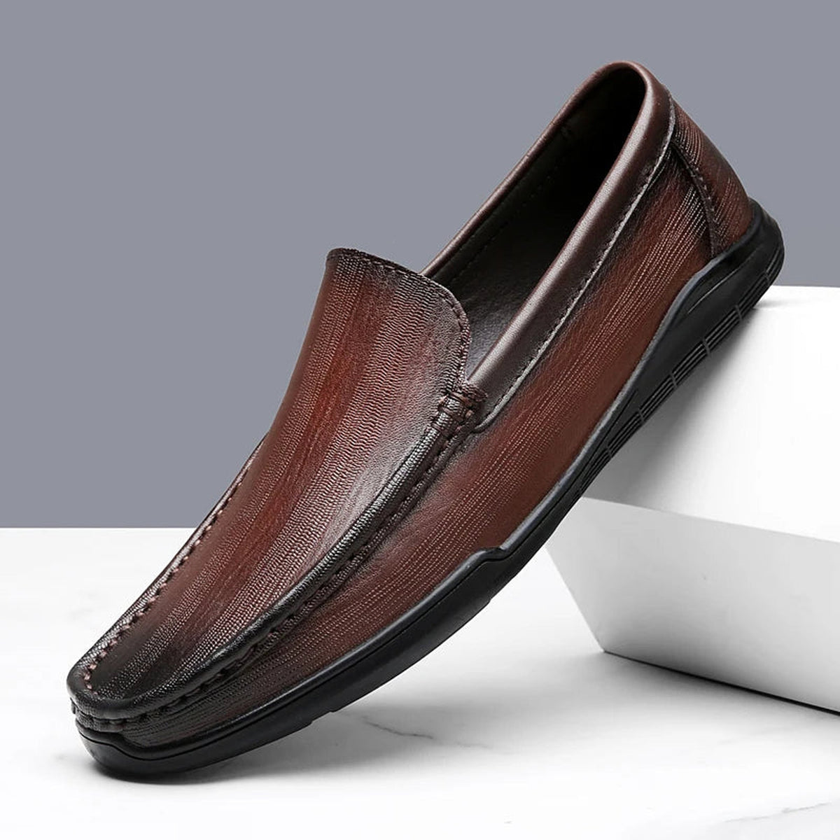 Brown loafer, top view