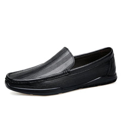 Men's Classic Smooth Leather Slip-On Loafers, Black