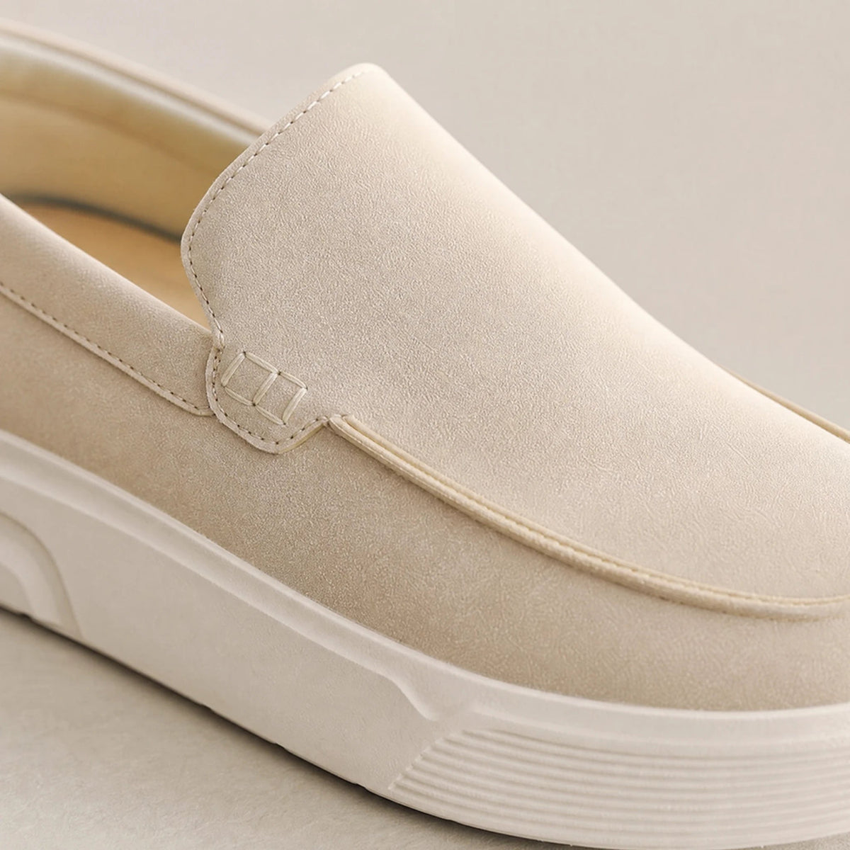men's cream loafer with platform sole, view 2