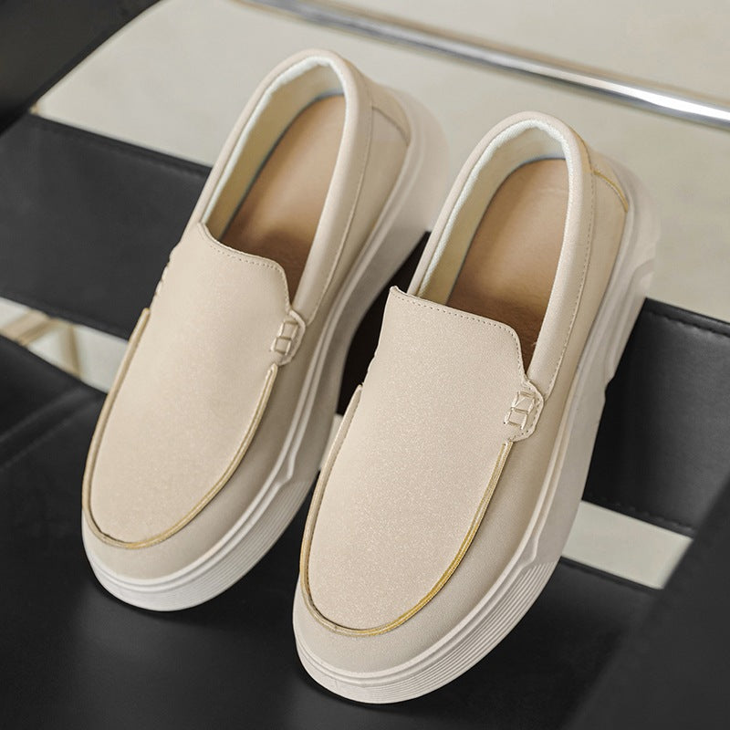 men's cream loafer with platform sole, view 5