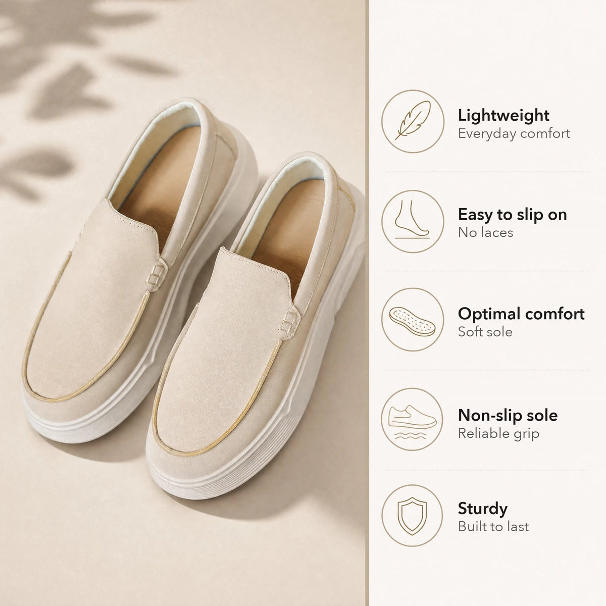 men's cream loafer with platform sole, view 4 Image
