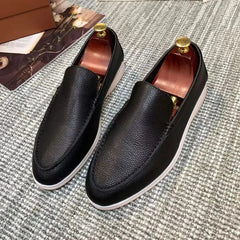 Men's Faux Leather Slip-On Loafers, Dark Colors, Black