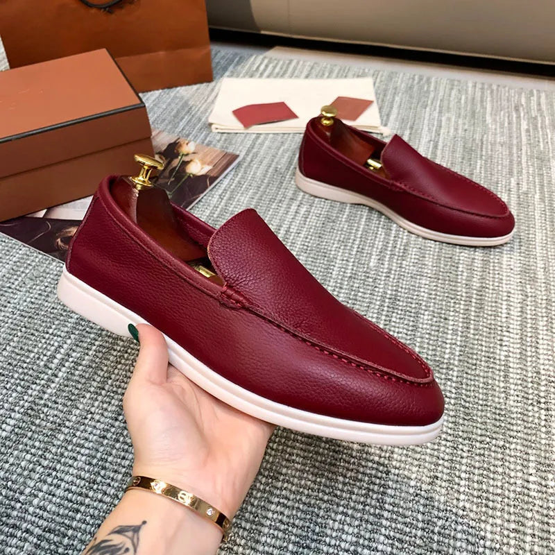 Men's faux leather slip-on loafers in dark colors, view 8