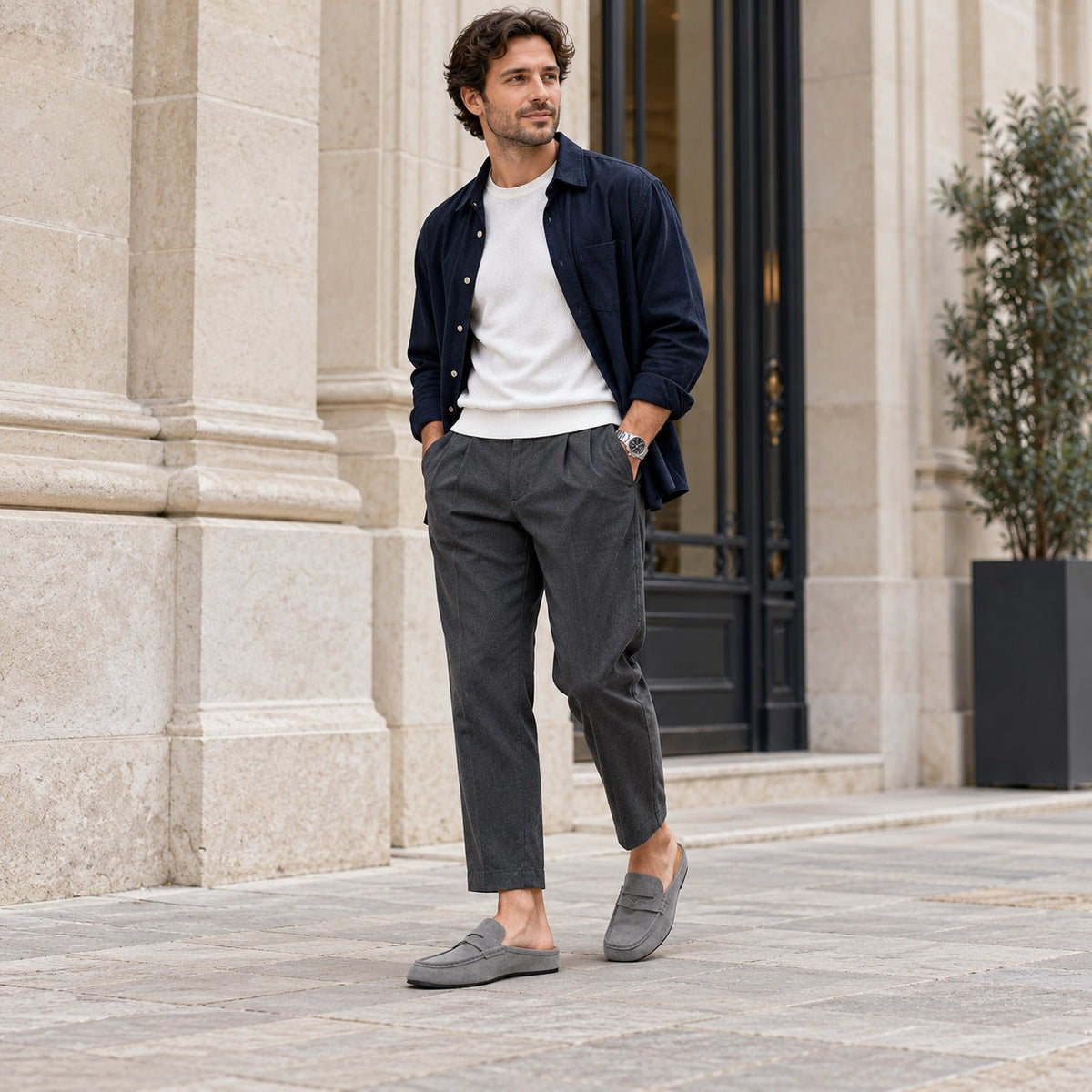 Men's Gray Penny Loafer Mules - view 3 Image