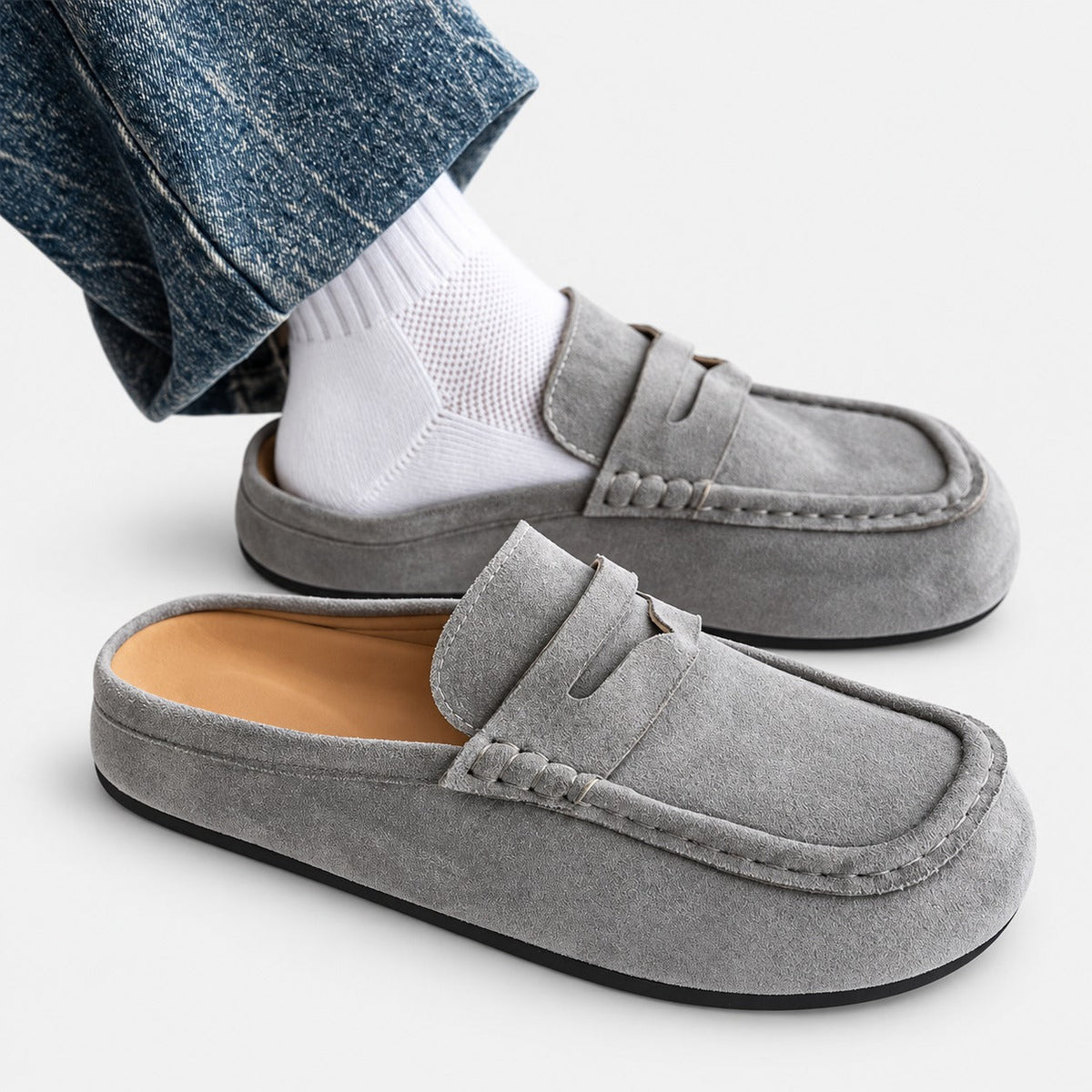 Men's Gray Penny Loafer Mules - view 4
