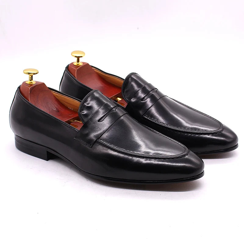 Men's hand-patinated leather penny loafer in Cognac