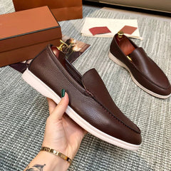 Men's Light Brown Slip-On Loafers, Comfort Sole, Brown