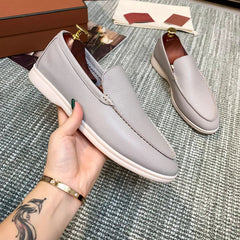 Men's Light Brown Slip-On Loafers, Comfort Sole, Gray