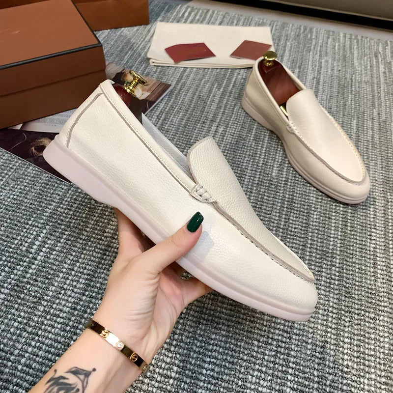 Men's light brown slip-on loafers with thick sole, view 8
