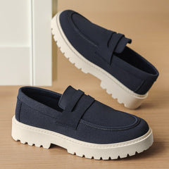 Men's Lugged Sole Loafer, Casual Style and Comfort, Navy Blue