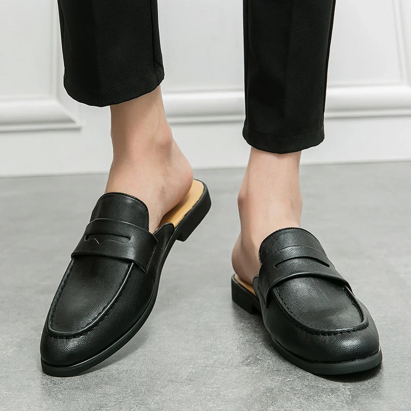 Men's open loafer mule with smooth vamp, brown version, view 8