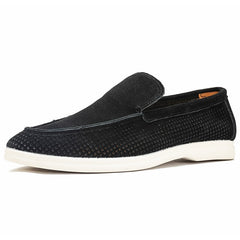 Men's Perforated Slip-On Loafer in Black, Beige or Green, Black