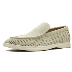 Men's Perforated Slip-On Loafer in Black, Beige or Green, Beige
