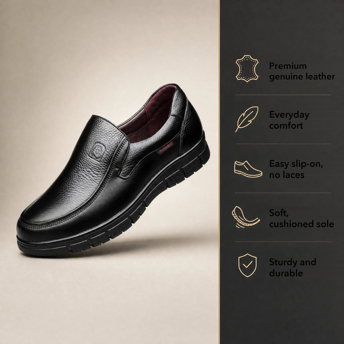 Black loafer, back view with heel Image