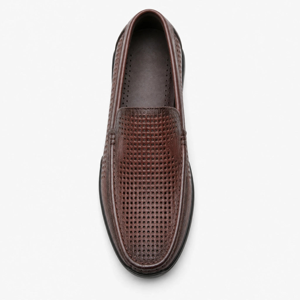 Men's soft perforated leather loafers, side view
