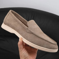 Men's Soft Taupe Suede Loafers with Light Sole, Taupe